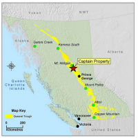 Captain property location within the Quesnel Trough sequence BC