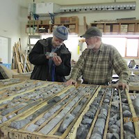 Logging core in the shop near the project
