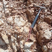 Francisca South Gold Zone Main zone soft sericite argillic altered intrusive with heavy limonite fracture coatings with quartz veinlets